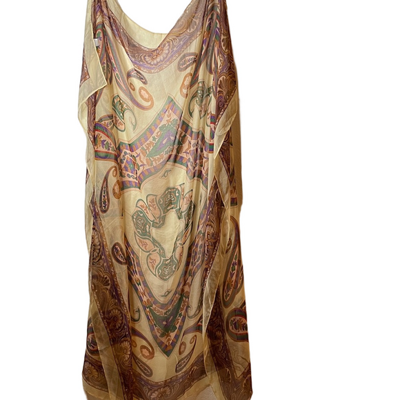 Accessories - Bohemian Paisley Sheer 100% silk Scarf wrap Shaw bathing suit cover sarong